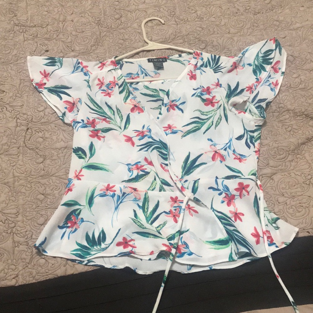 Floral open front shirt